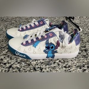 Women's Disney Stitch Low Top Lace Up Sneaker, Blue Size 11 NWT Charm Key Chain